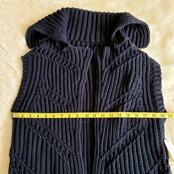 Anthropologie Maeve Cardigan NWT Sleeveless Black White Duster XS/S - Picture 12 of 13
